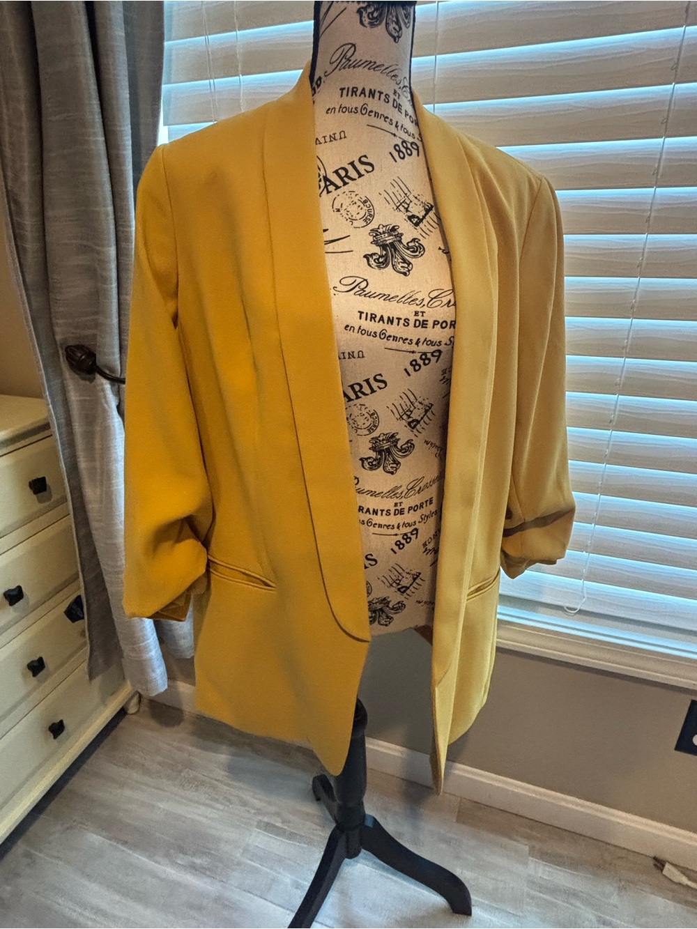 Express Mustard Yellow Open-Front Blazer